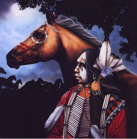 Jd Challenger Hand Signed and Numbered Limited Edition Lithograph on Paper:"Horse Spirit Night"