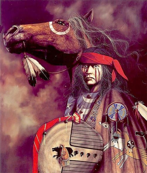 Jd Challenger Signed and Numbered Limited Edition Lithograph on Paper:"War Ponies"