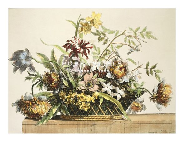 Jean-Baptiste-Marie Pierre Hand Numbered Limited Edition Print on Paper :"Basket of Flowers II"