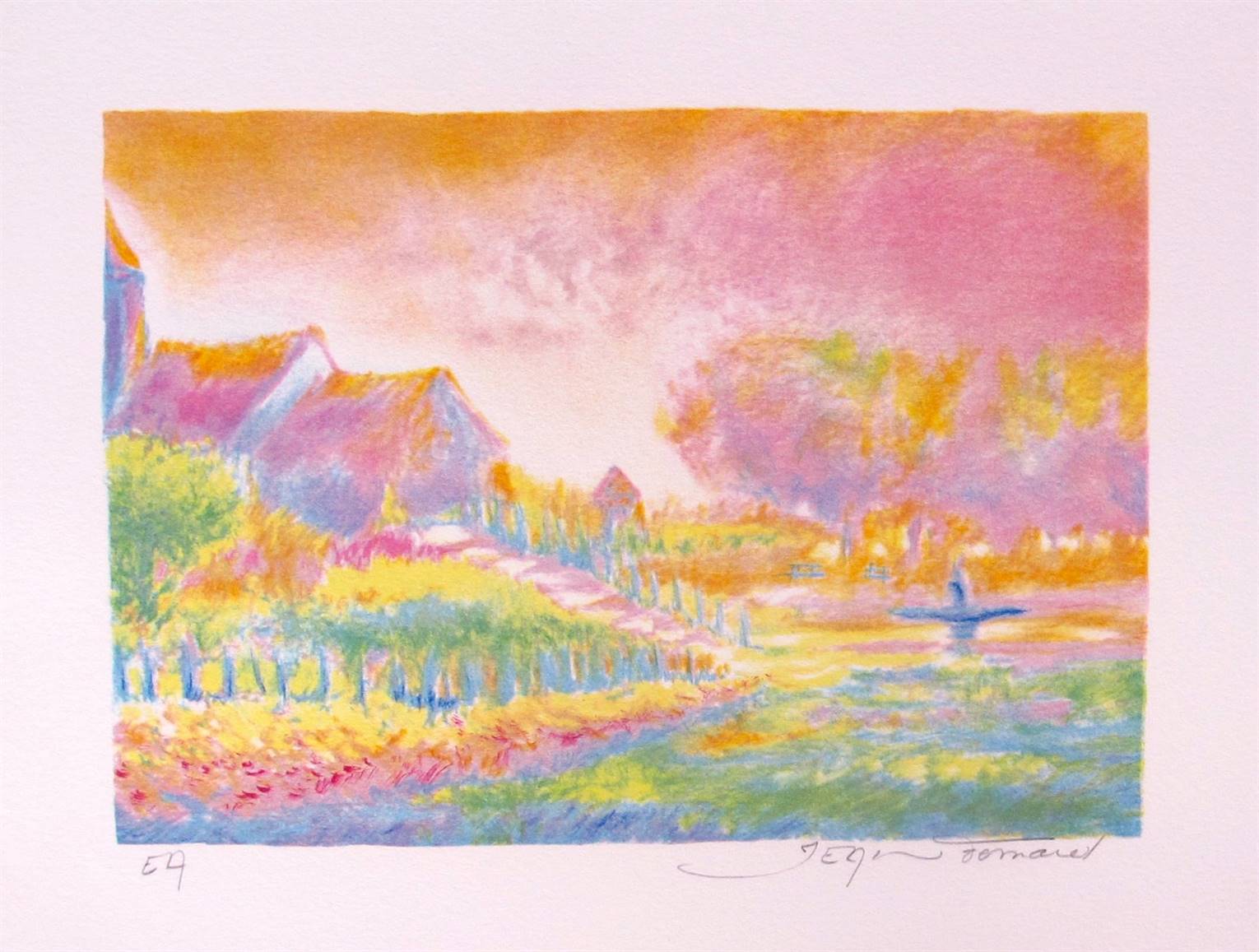 Jean Fernand Hand Signed Limited Edition Lithograph:"Soleil Levant VI"