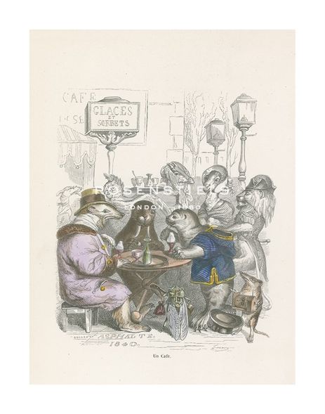 Jean-Jacques Grandville Hand Numbered Limited Edition Print on Paper :"Un Cafe"