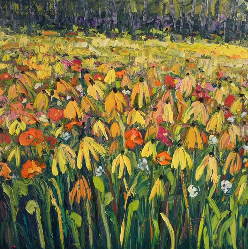 Jeff Boutin Open Edition Canvas: "Cone Flowers"