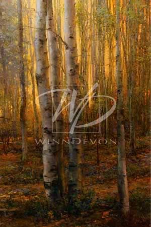 Jennie Tomao Limited Edition Hand-Embellished Giclee on Canvas:"Into the Forest II"