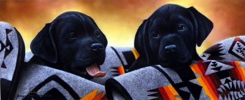 Jerry Gadamus Print-Signed and Numbered:"Pendleton Black Pups"