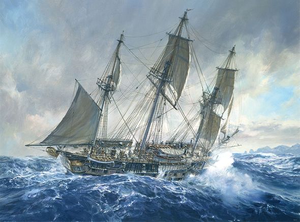 Geoff Hunt Artist Signed Limited Edition Canvas Giclee:"Blue at the Mizzen"