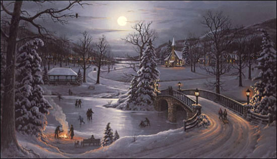 JESSE BARNES 24X16 Secondary Market Art: "WHEN SNOWFLAKES FALL"