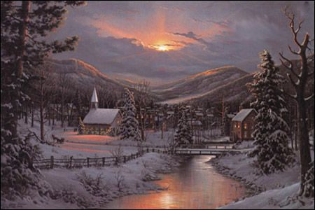 JESSE BARNES 24X16 Secondary Market Art: "WINTERS TWILIGHT"