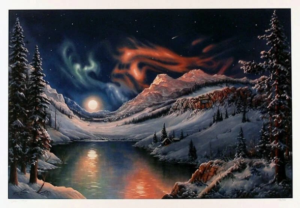 Jesse Barnes Signed and Numbered Limited Edition Lithograph: "Illuminating The Olympic Spirit"