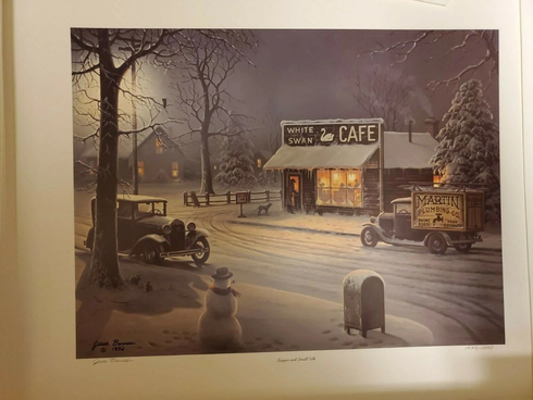 Jesse Barnes Signed and Numbered Limited Edition Lithograph: "Supper and Small Talk"