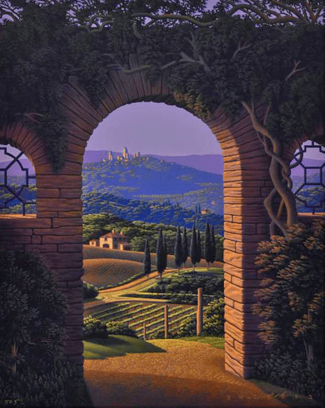 Jim Buckels Limited Edition Lithograph on Paper: "The Towers of San Gimignano"