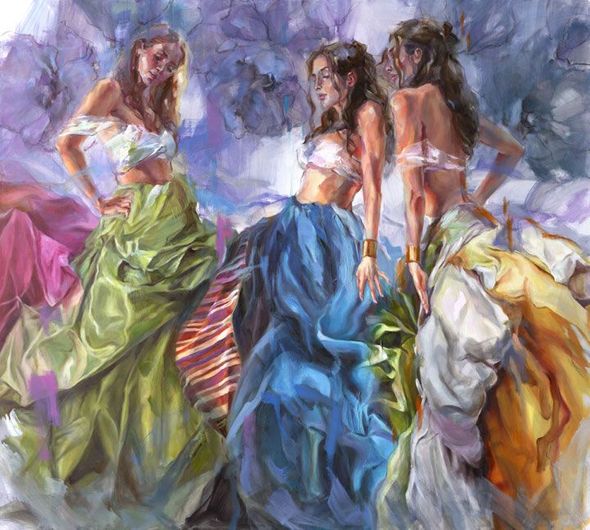 Anna Razumovskaya Hand Signed and Numbered Limited Edition Embellished Canvas Giclee:"Garden Of Dreams ll"