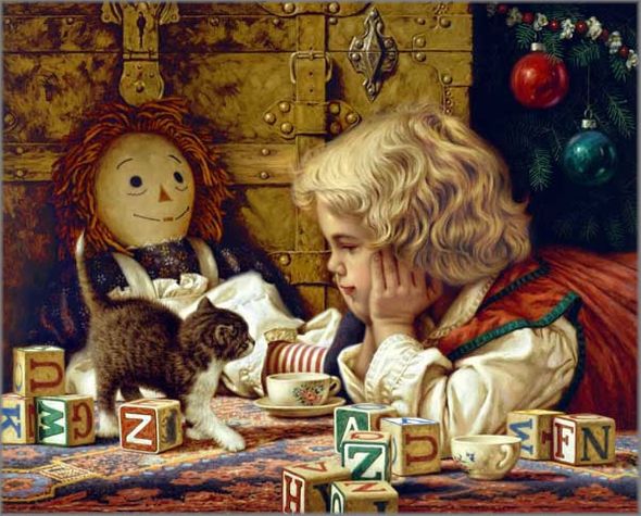 JIM DALY 19X15 Secondary Market Art: "FAVORITE GIFT"