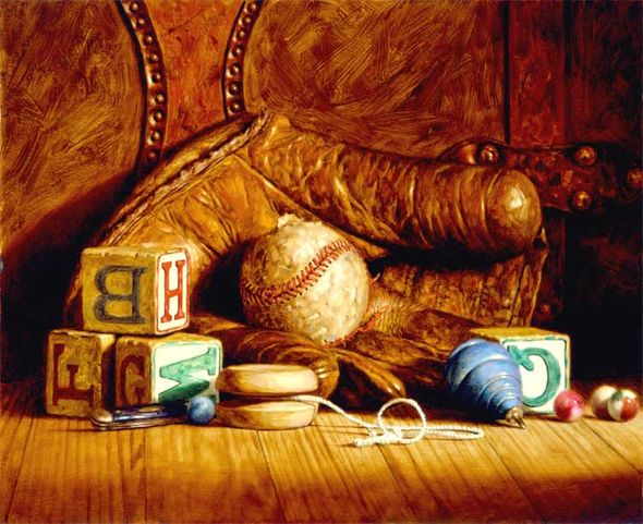 Jim Daly Artist Hand Signed Fine Art Canvas Giclee:"Boyhood Treasures"