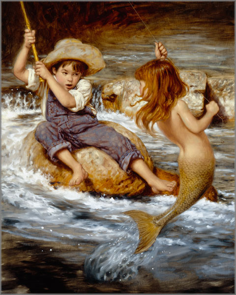 Jim Daly Artist Hand Signed Fine Art (Small) Canvas Giclee: "Catch of My Dreams"