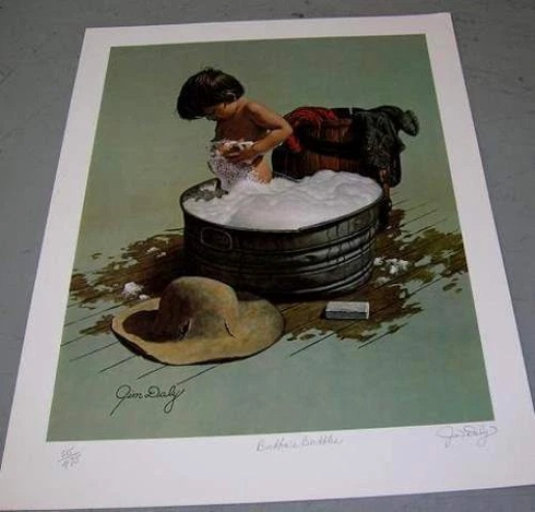 Jim Daly Signed and Numbered Limited Edition Lithograph: "Bubba's Bubbles" Jim Daly Signed and Numbered Limited Edition Lithograph: "Bubba's Bubbles"