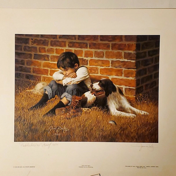 Jim Daly Signed and Numbered Limited Edition Lithograph: "Lets Play Ball"