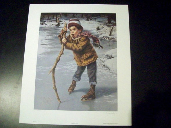 Jim Daly Signed and Numbered Limited Edition Lithograph: "On Thin Ice"