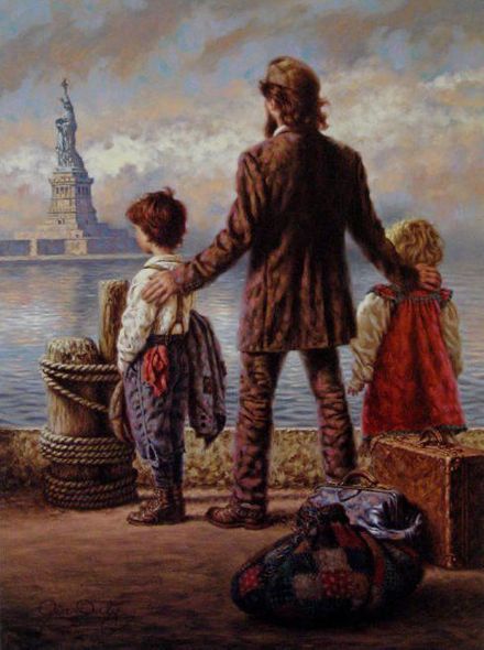 Jim Daly Signed by the Artist Limited Edition Paper Lithograph:"A New Beginning - A View from Ellis Island, The Statue of Liberty"