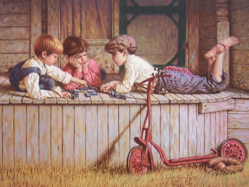 Jim Daly Signed Limited Edition Lithograph: "Dominoes"