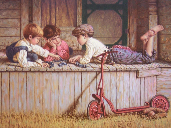 Jim Daly Signed Limited Edition Lithograph: "Dominoes"