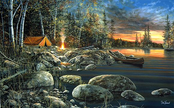 Jim Hansel Hand Signed and Numbered Limited Edition Canvas: "Twilight Fire"