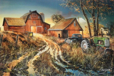 Jim Hansel Print- Limited Edition:"Diamonds in the Rough Tractor Farm S/N Art Print"