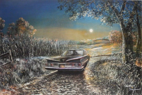 Jim Hansel Print- Limited Edition:"Night Moves Classic Car S/N Print"
