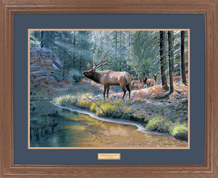 Jim Kasper Framed Open Edition Print:"Crossing Bear Canyon-Elk"