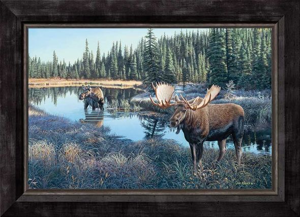 Jim Kasper Framed Limited Edition Canvas: "Now Showing-Moose"