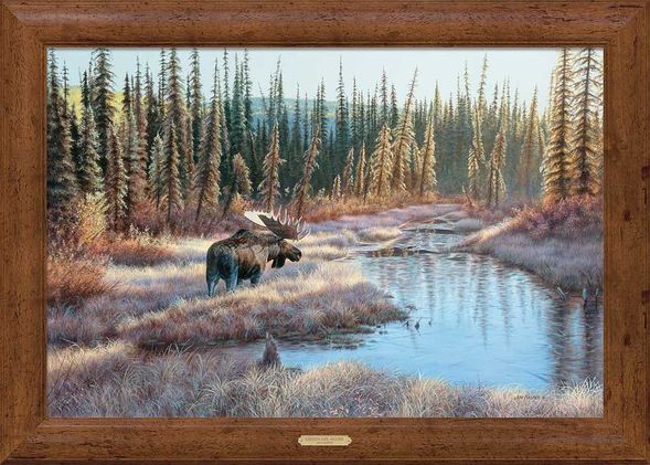 Jim Kasper Handsigned and Numbered Limited Edition Oversized Framed Canvas:"Lightscape-Moose "