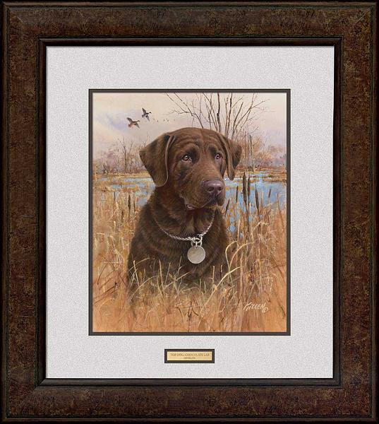 Jim Killen Artist Signed Framed Art Print:"Top Dog - Chocolate Lab"