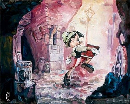 Jim Salvati Handsigned and Numbered Limited Edition Canvas Giclee: "I'm a Boy - Pinocchio"