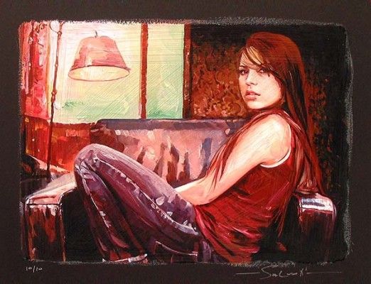 Jim Salvati Handsigned and Numbered Limted Edition Chiarograph on Paper:"Joan"