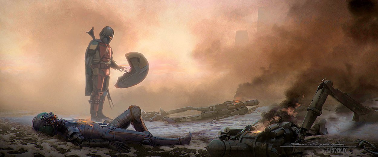 Ryan Church & Nick Gindraux Star Wars Mandalorian Limited Edition Canvas Giclee:"The Beginning"