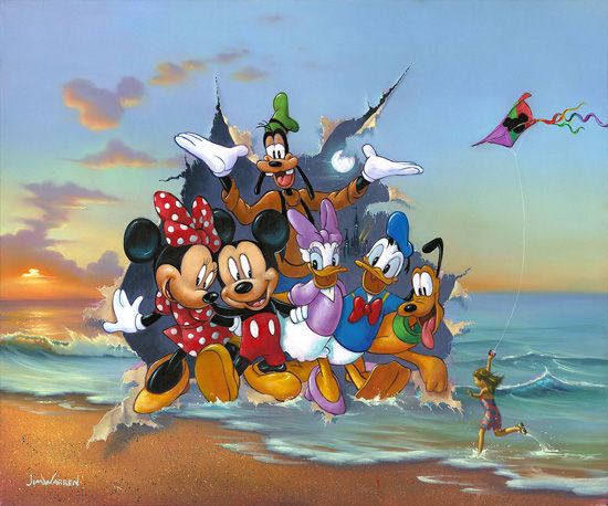 Jim Warren Hand-Signed and Numbered Limited Edition Hand-Embellished Gicl&eacute;e on Canvas:"Mickey and the Gang's Grand Entrance"