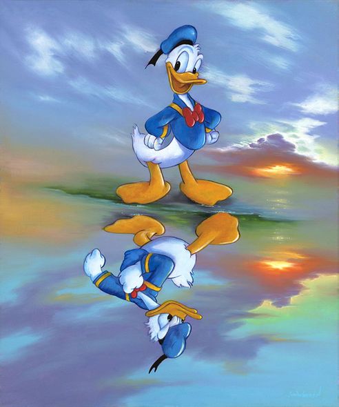 Jim Warren Hand-Signed and Numbered Limited Edition Hand-Embellished Gicl&eacute;e on Canvas:"Two Sides of Donald"