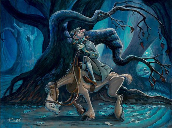 Bob Doucette Signed Disney Ltd Ed Gallery Wrap Canvas:"Ichabod Gets Spooked"