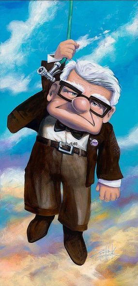 Stephen Fishwick Signed Disney Ltd Ed Gallery Wrap Canvas:"Sky's The Limit"