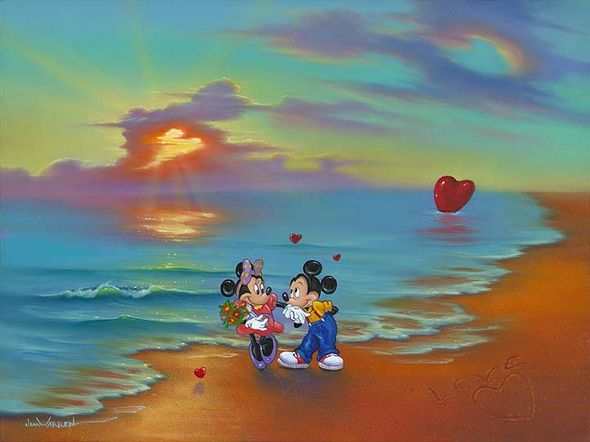 Jim Warren Signed and Numbered Gicl&eacute;e on Canvas:"Mickey and Minnie's Romantic Day" | Sold Out