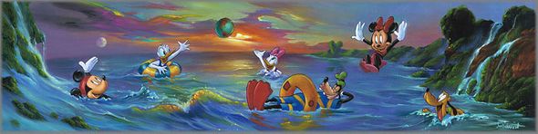 Jim Warren Signed and Numbered Hand-Embellished Giclée on Canvas: "Swim in the Sea, A"