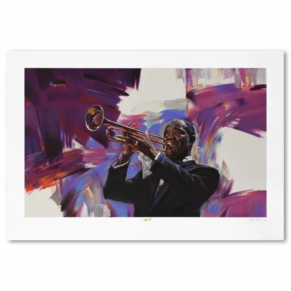 Jin G Kam. Limited Edition Numbered Hand-pulled Serigraph Print: "Satchmo"