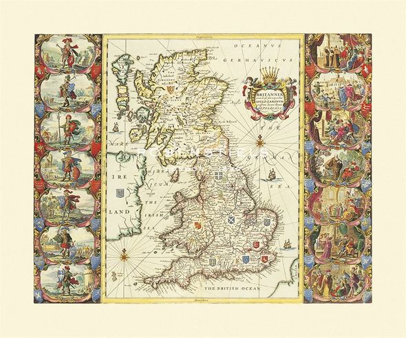 Joan Blaeu Hand Numbered Limited Edition Print on Paper :"British Isles, 1645"