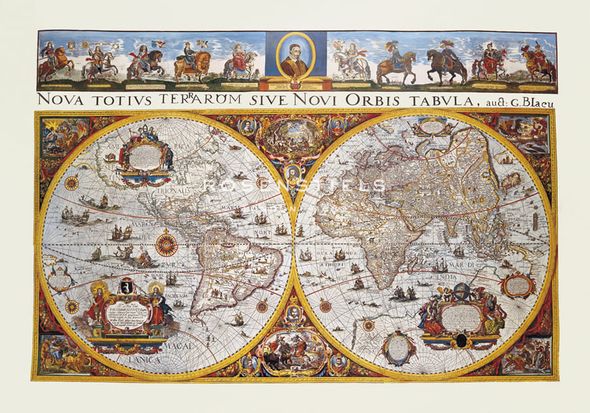 Joan Blaeu Hand Numbered Limited Edition Print on Paper :"World Map"