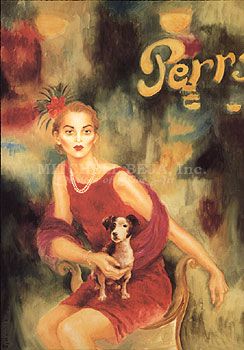 Joanna Zjawinska Handsigned and Numbered Limited Edition Serigraph on Canvas: "Mimi and Dog Alex"