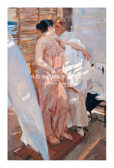 Joaquín Sorolla y Bastida Hand Numbered Limited Edition Print on Paper :"After The Bath, The Pink Robe"