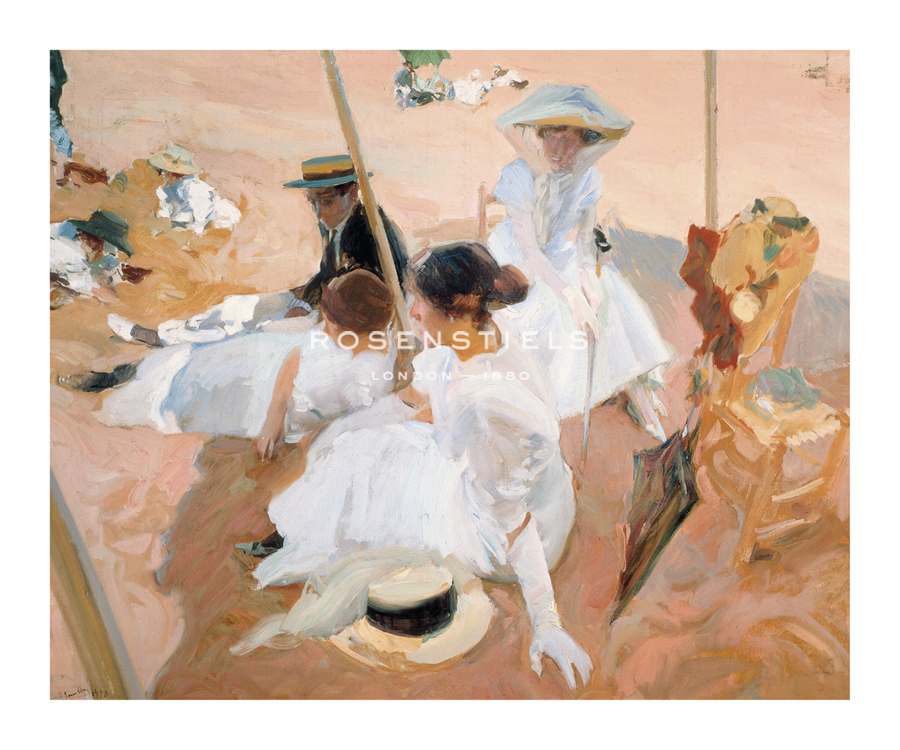 Joaquín Sorolla y Bastida Hand Numbered Limited Edition Print on Paper :"Under the Awning, on the Beach at Zarauz"