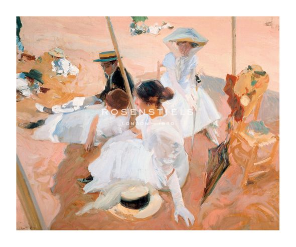 Joaquín Sorolla y Bastida Hand Numbered Limited Edition Print on Paper :"Under the Awning, on the Beach at Zarauz"