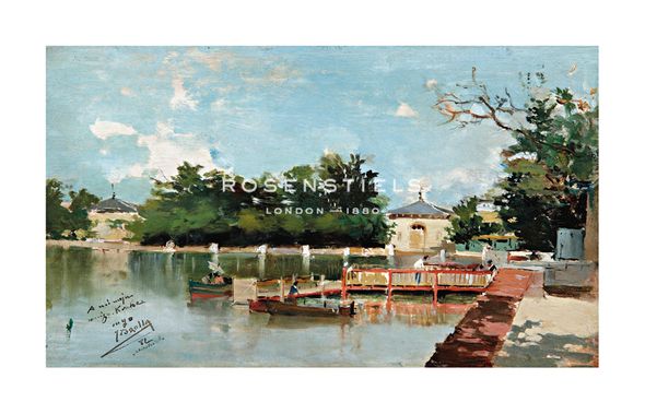 Joaquín Sorolla y Bastida Hand Numbered Limited Edition Print on Paper :"View of the Jetty in the Retiro Gardens, Madrid"