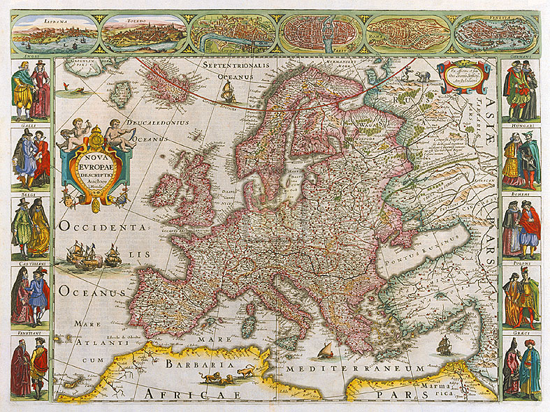 Jodocus Hondius Hand Numbered Limited Edition Print on Paper :"Nova Europae Descriptio, 1623"