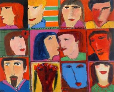 Johanan Herson Embellished Giclee on Canvas: "Family Portraits" Johanan Herson Embellished Giclee on Canvas: "Family Portraits"
